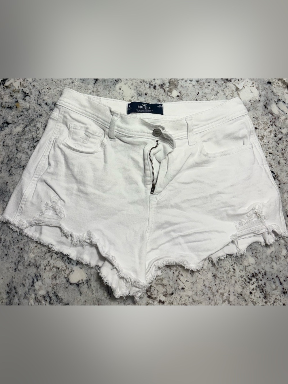Hollister White High-Rise Cutoff Denim Shorts